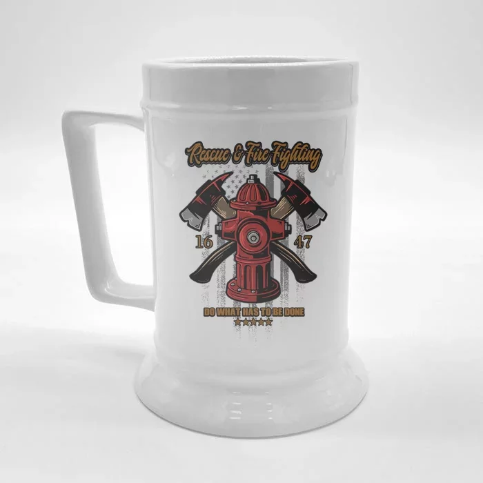 Fire Hydrant Firefighter Profession Rescue And Firefighting Gift Front & Back Beer Stein