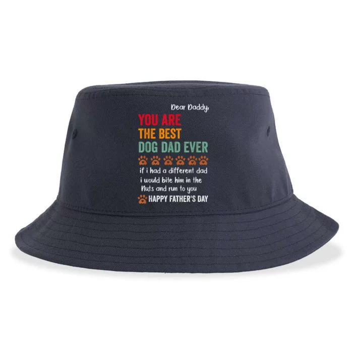 Funny Happy Fathers Day From Dog Treats To Dad Quote Fathers Day Paw Dog Dad Sustainable Bucket Hat