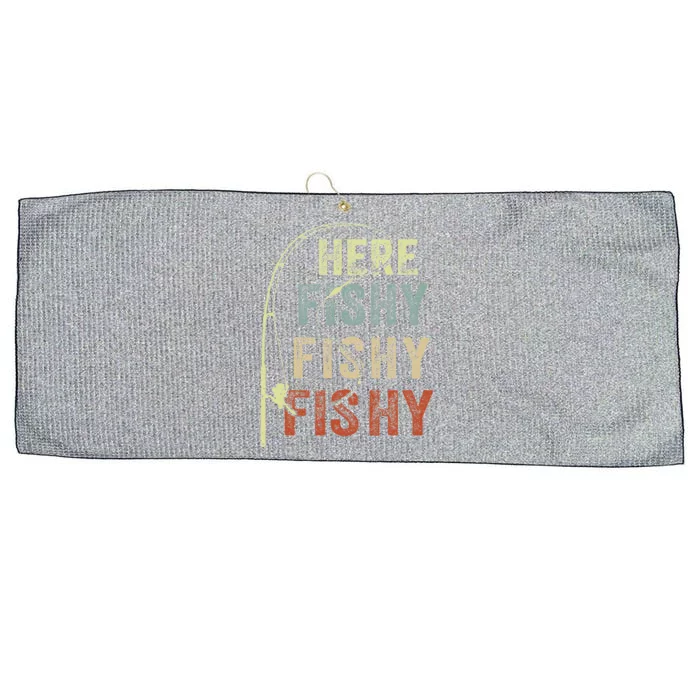 Fishing Here Fishy Bass Fish Funny Large Microfiber Waffle Golf Towel