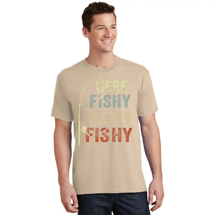 Fishing Here Fishy Bass Fish Funny T-Shirt