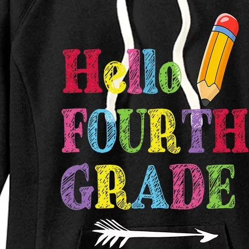 Funny Hello Fourth Grade Funny Back To The School Women's Fleece Hoodie