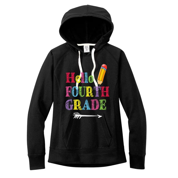 Funny Hello Fourth Grade Funny Back To The School Women's Fleece Hoodie