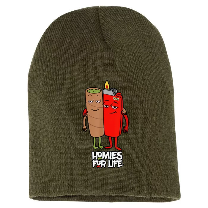 Funny Homies For Life Weed Short Acrylic Beanie