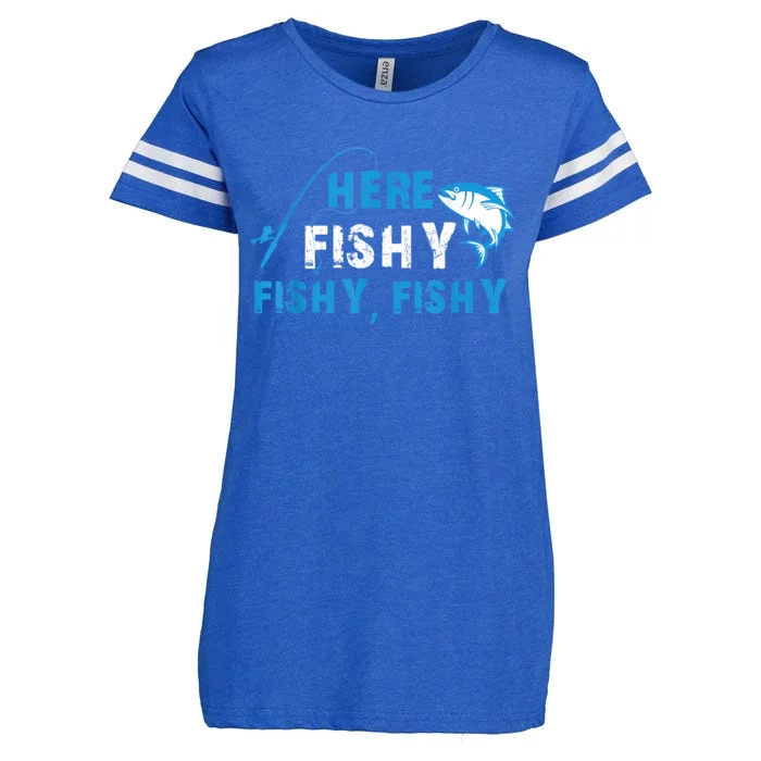 Funny Here Fishy Fishy Fishy Shirt Fish Hunting Fishing Fishrod Fisherman Enza Ladies Jersey Football T-Shirt