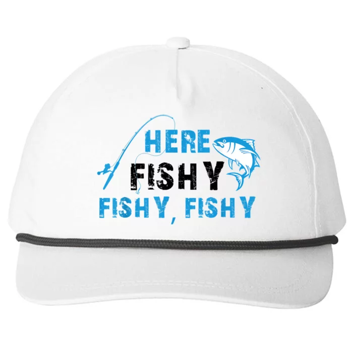 Funny Here Fishy Fishy Fishy Shirt Fish Hunting Fishing Fishrod Fisherman Snapback Five-Panel Rope Hat