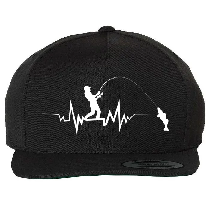 Fishing Heartbeat Funny Design For Fisher Gift Wool Snapback Cap