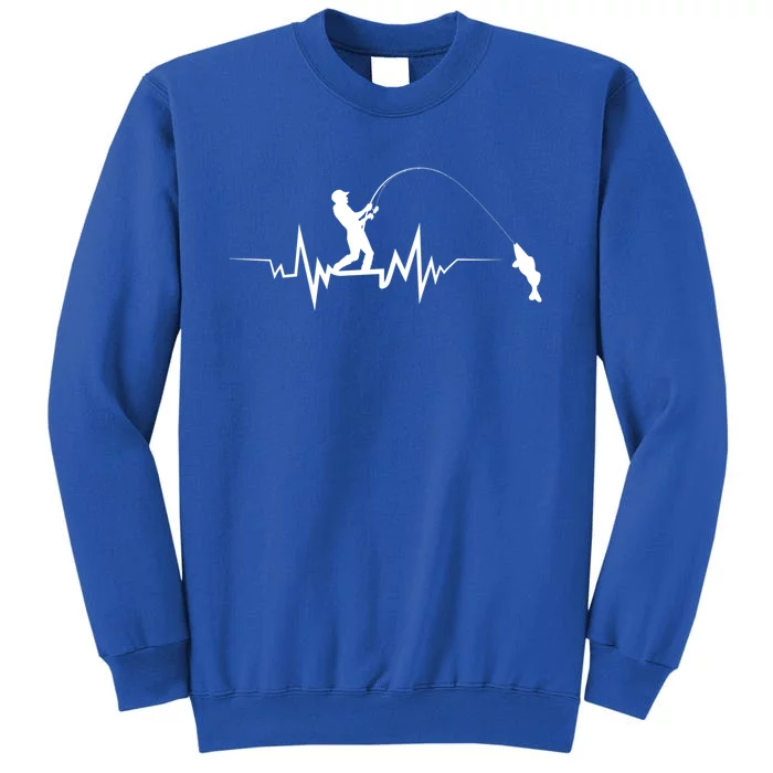 Fishing Heartbeat Funny Design For Fisher Gift Tall Sweatshirt