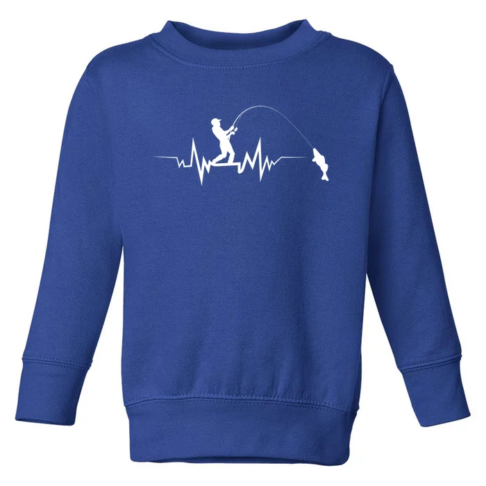 Fishing Heartbeat Funny Design For Fisher Gift Toddler Sweatshirt