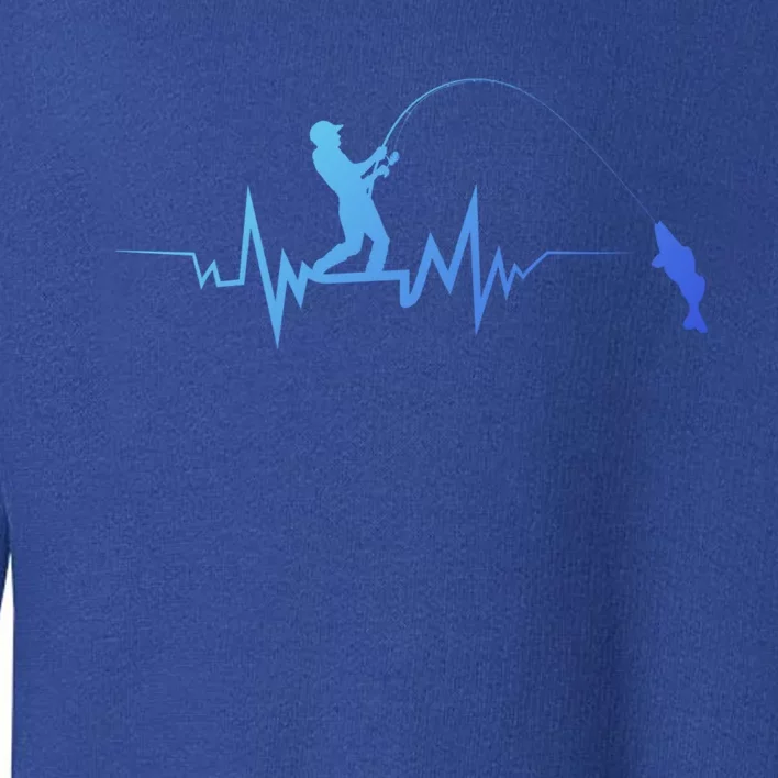 Fishing Heartbeat Funny Design For Fisher Gift Toddler Sweatshirt