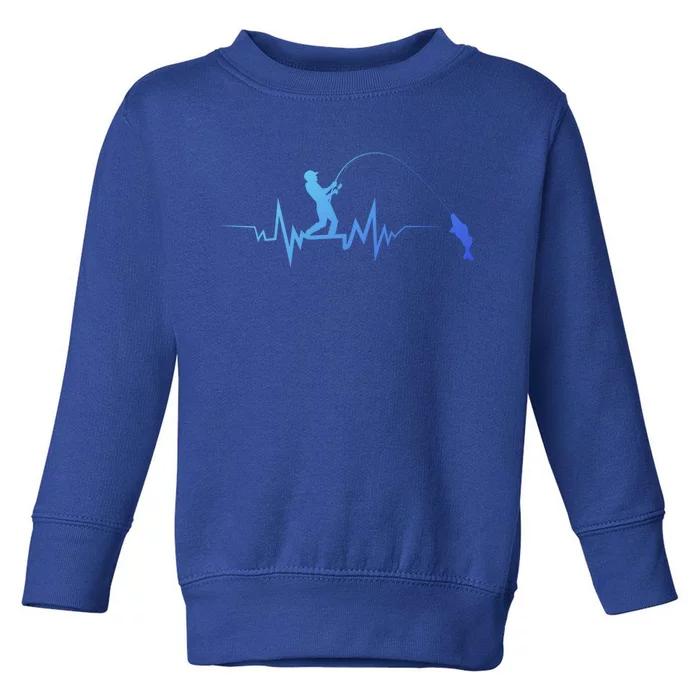 Fishing Heartbeat Funny Design For Fisher Gift Toddler Sweatshirt