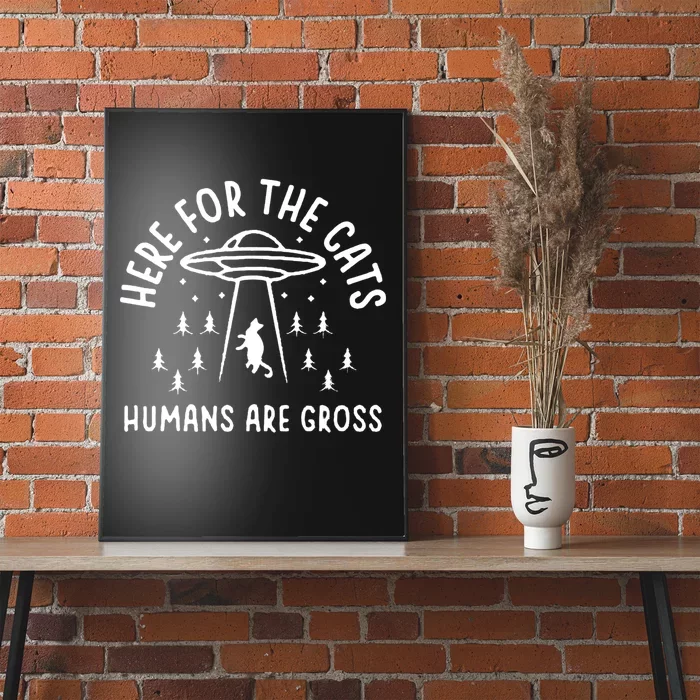 Funny Here For The Cats Humans Are Gross Humor Poster