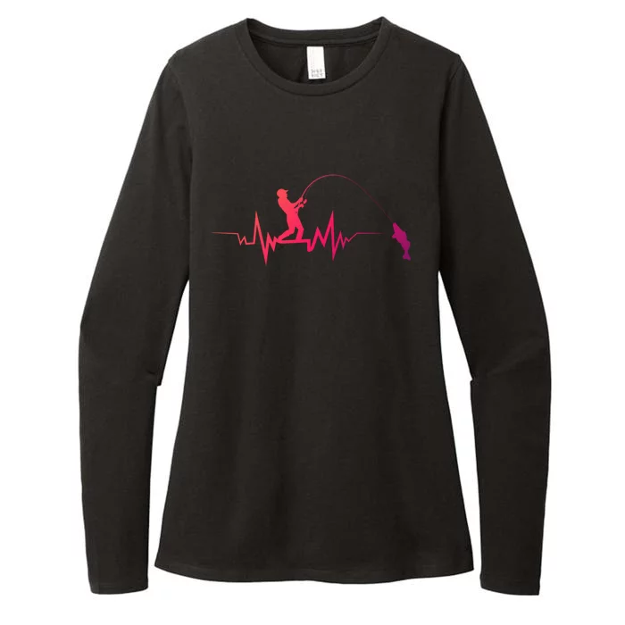 Fishing Heartbeat Funny Design For Fisher Gift Womens CVC Long Sleeve Shirt