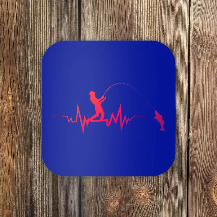 Fishing Heartbeat Funny Design For Fisher Gift Coaster