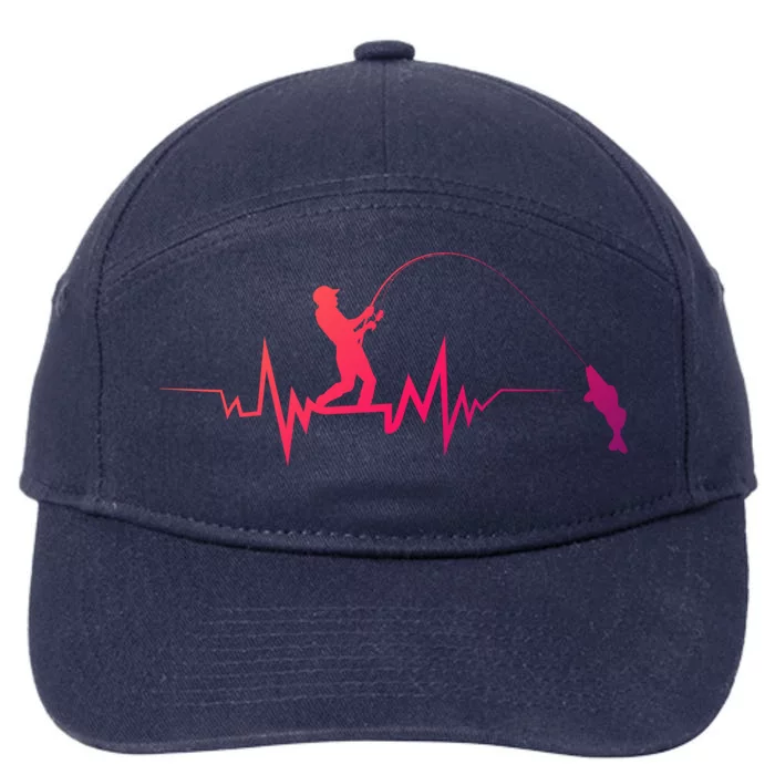 Fishing Heartbeat Funny Design For Fisher Gift 7-Panel Snapback Hat