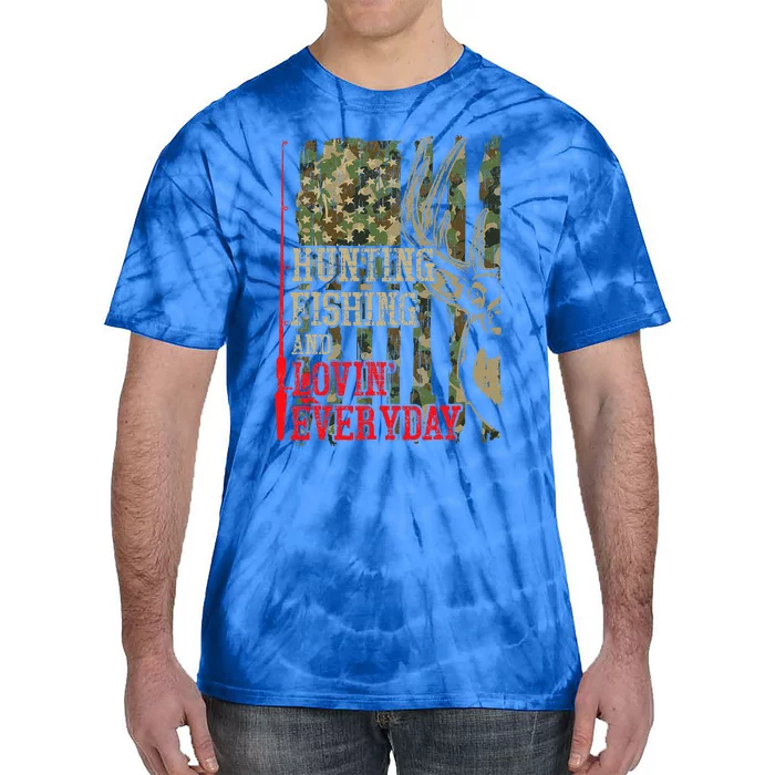 Funny Hunting Fishing Loving Every Day Camo Deer Hunter Dad Tie-Dye T-Shirt