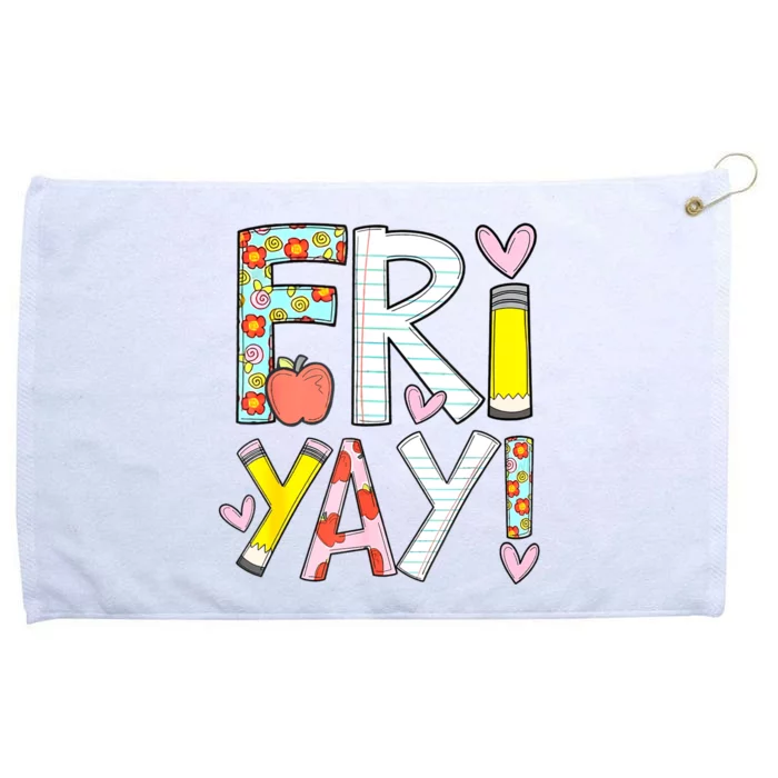 Friyay Happy Friday Funny Weekend Teacher Back To School Grommeted Golf Towel