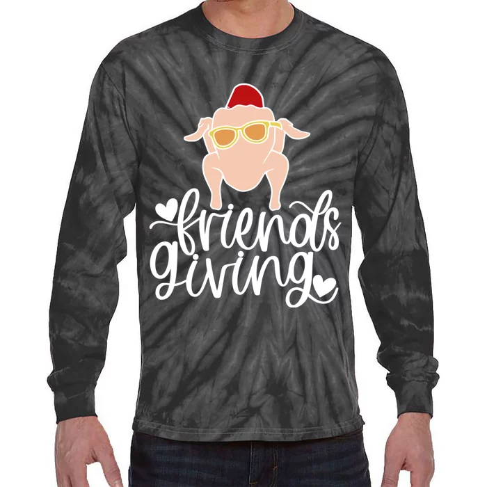 Funny Happy Friendsgiving Turkey Friends Giving Tie-Dye Long Sleeve Shirt