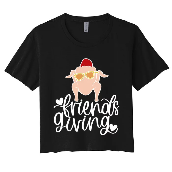 Funny Happy Friendsgiving Turkey Friends Giving Women's Crop Top Tee