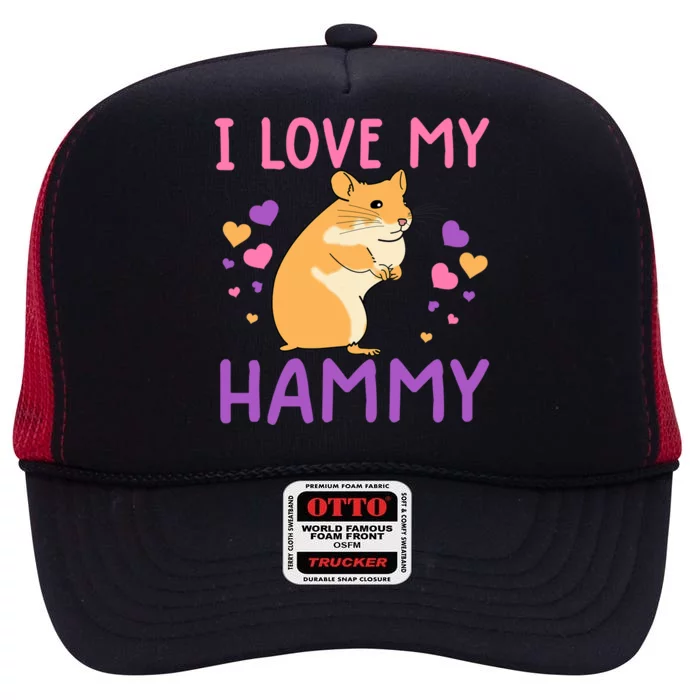 Funny Hamster For Wo Hammy Cute Pet Lovers Gifts High Crown Mesh Trucker Hat