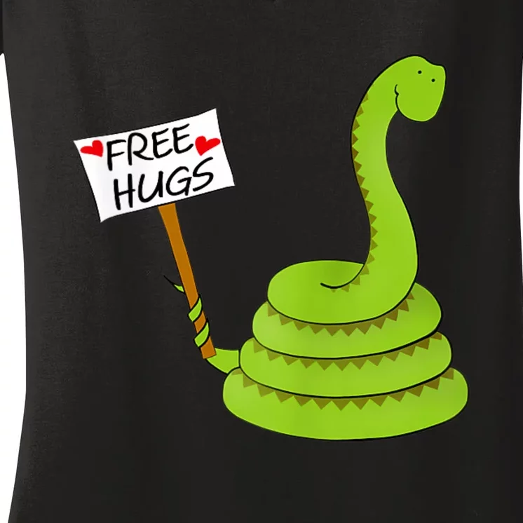 Free Hugs! Funny Boa Constrictor Python Reptile Snake Pun Women's V-Neck T-Shirt