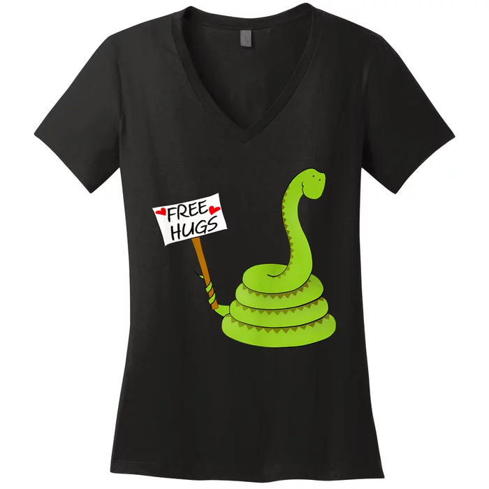 Free Hugs! Funny Boa Constrictor Python Reptile Snake Pun Women's V-Neck T-Shirt