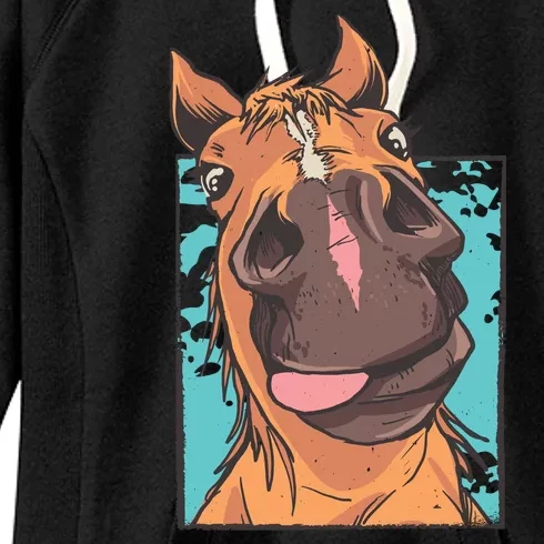 Funny Horse Face Women's Fleece Hoodie