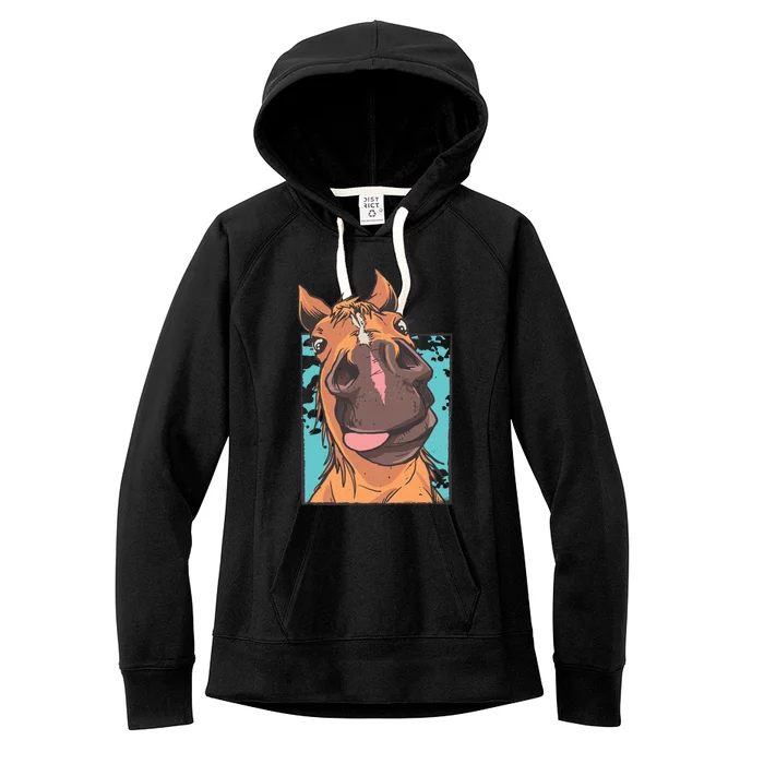 Funny Horse Face Women's Fleece Hoodie