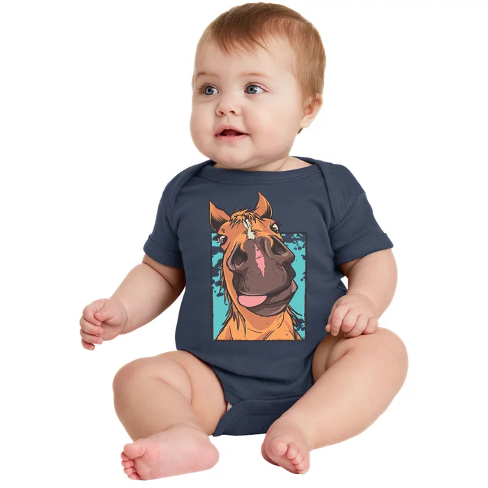 Funny Horse Face Baby Bodysuit