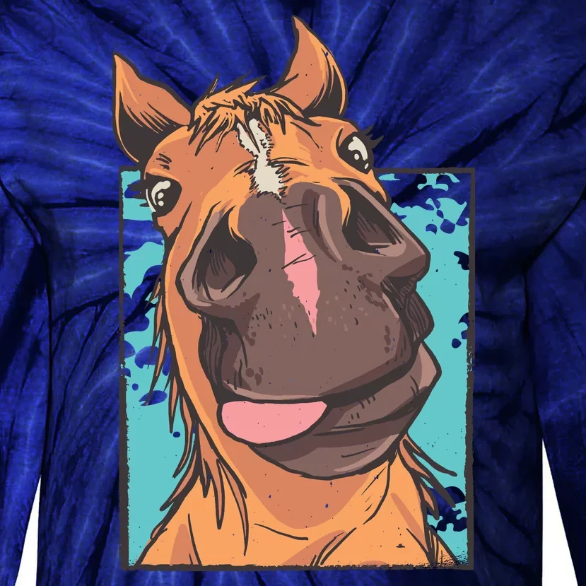 Funny Horse Face Tie-Dye Long Sleeve Shirt