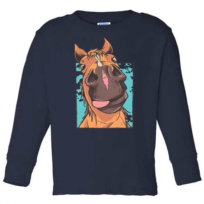 Funny Horse Face Toddler Long Sleeve Shirt