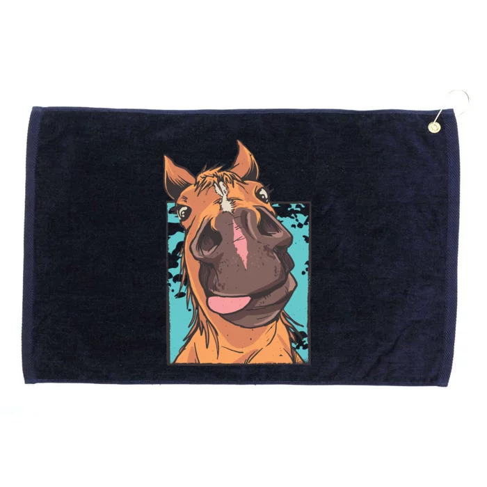 Funny Horse Face Grommeted Golf Towel