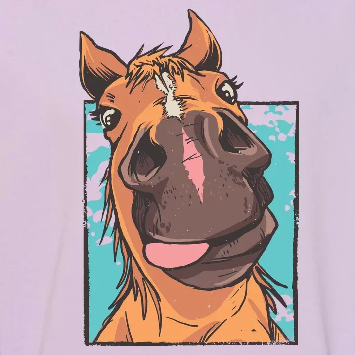 Funny Horse Face Garment-Dyed Sweatshirt