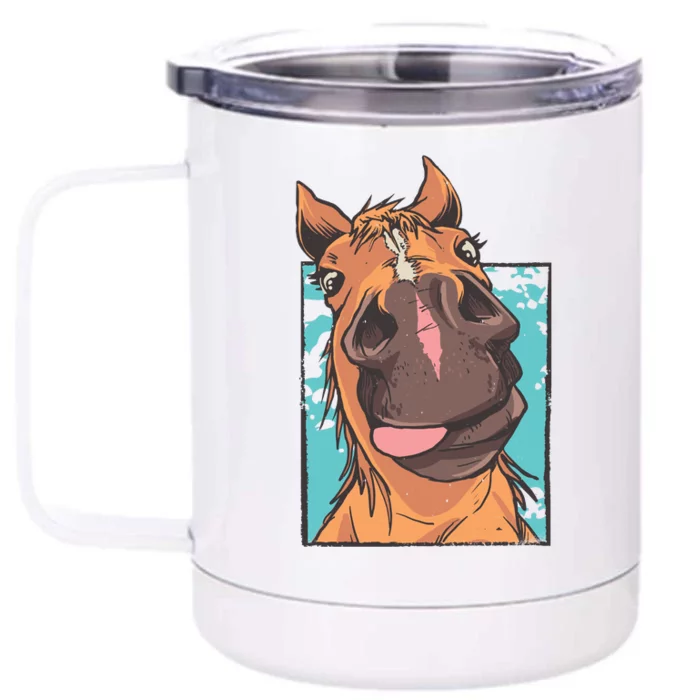 Funny Horse Face Front & Back 12oz Stainless Steel Tumbler Cup