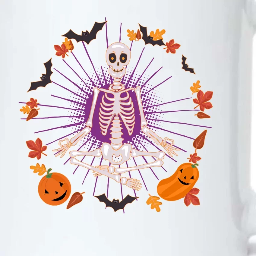 Funny Halloween Fall Autumn Namaste Yoga Skeleton Black Color Changing Mug