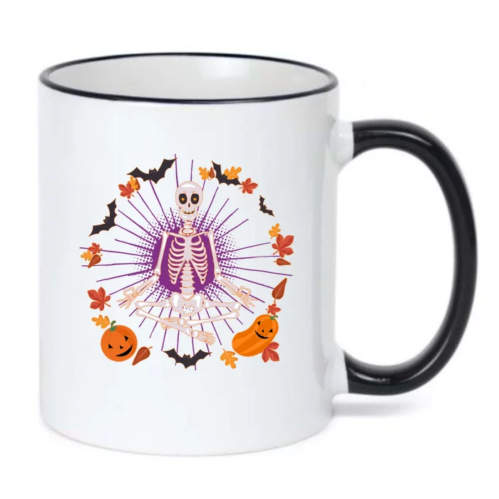 Funny Halloween Fall Autumn Namaste Yoga Skeleton Black Color Changing Mug