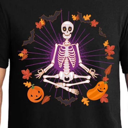 Funny Halloween Fall Autumn Namaste Yoga Skeleton Pajama Set