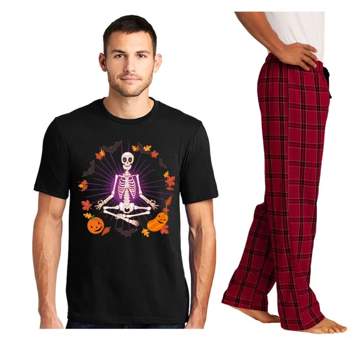 Funny Halloween Fall Autumn Namaste Yoga Skeleton Pajama Set