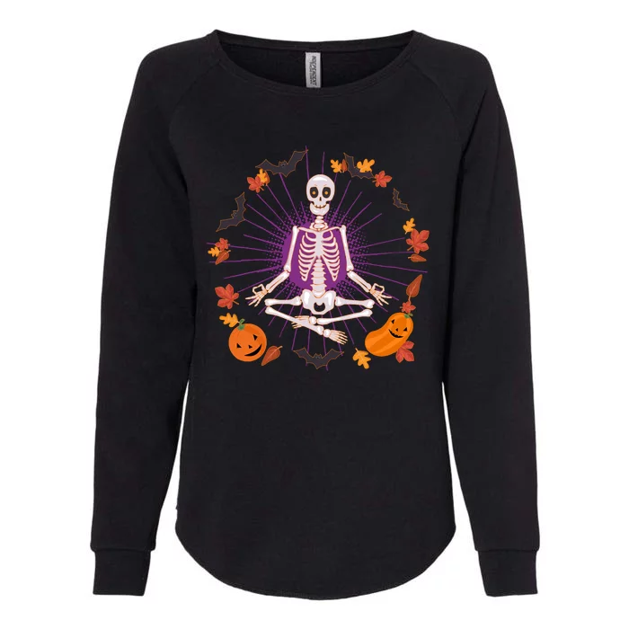 Funny Halloween Fall Autumn Namaste Yoga Skeleton Womens California Wash Sweatshirt