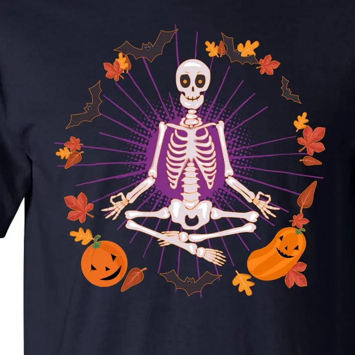 Funny Halloween Fall Autumn Namaste Yoga Skeleton Tall T-Shirt