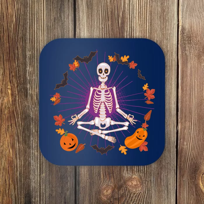 Funny Halloween Fall Autumn Namaste Yoga Skeleton Coaster