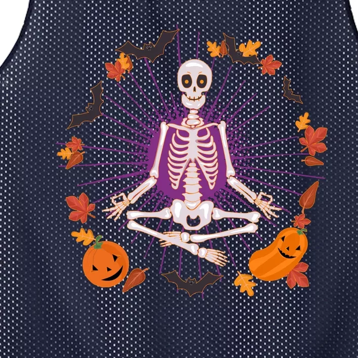 Funny Halloween Fall Autumn Namaste Yoga Skeleton Mesh Reversible Basketball Jersey Tank