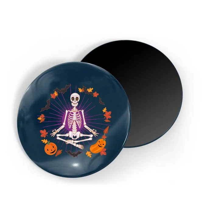 Funny Halloween Fall Autumn Namaste Yoga Skeleton Magnet