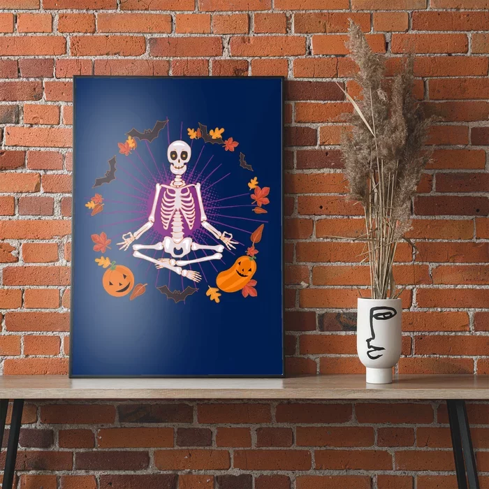 Funny Halloween Fall Autumn Namaste Yoga Skeleton Poster