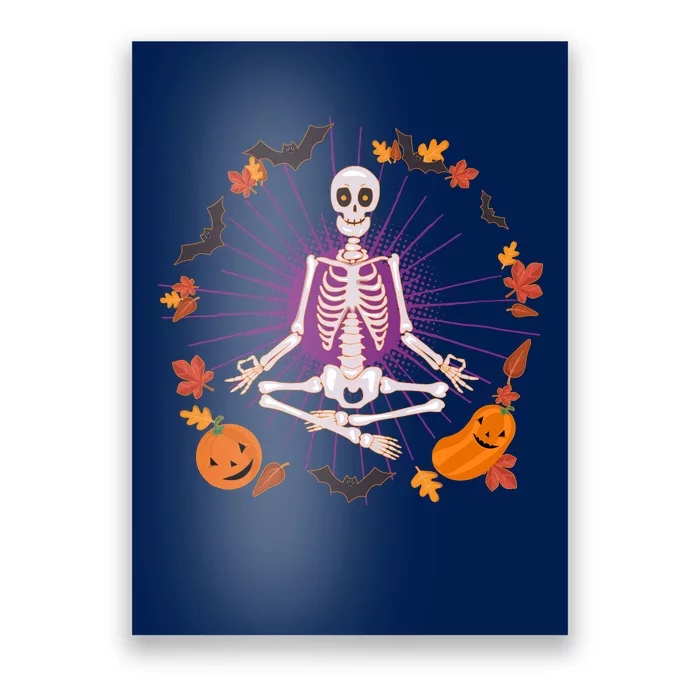 Funny Halloween Fall Autumn Namaste Yoga Skeleton Poster