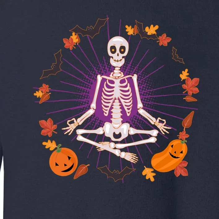 Funny Halloween Fall Autumn Namaste Yoga Skeleton Toddler Sweatshirt