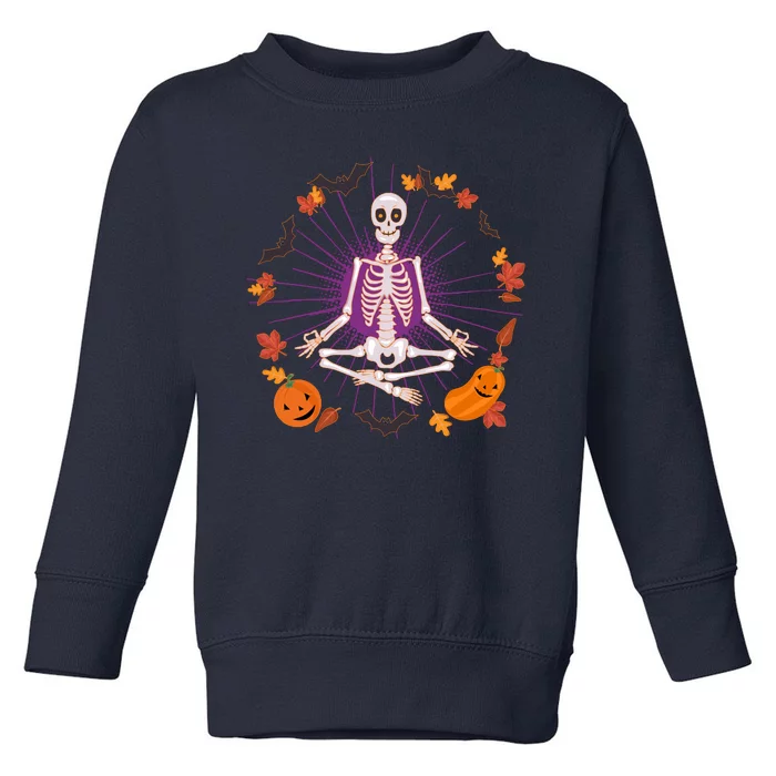 Funny Halloween Fall Autumn Namaste Yoga Skeleton Toddler Sweatshirt