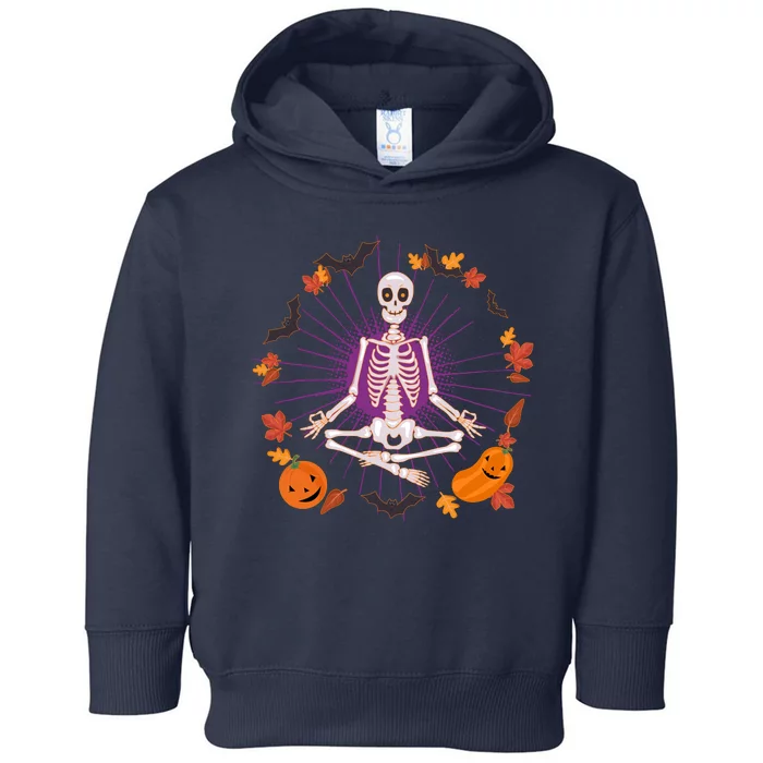 Funny Halloween Fall Autumn Namaste Yoga Skeleton Toddler Hoodie