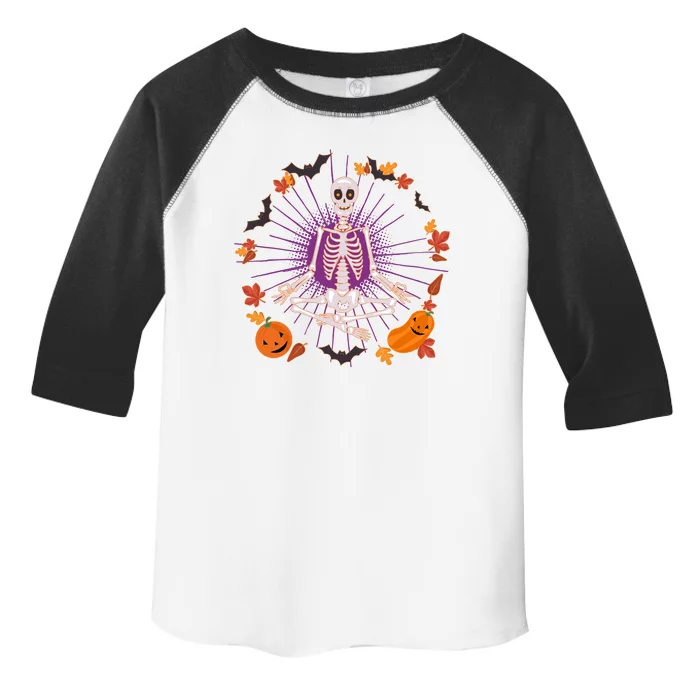 Funny Halloween Fall Autumn Namaste Yoga Skeleton Toddler Fine Jersey T-Shirt