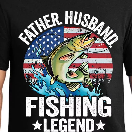 Father Husband Fishing Legend American Flag Dad Fishing Gift Pajama Set