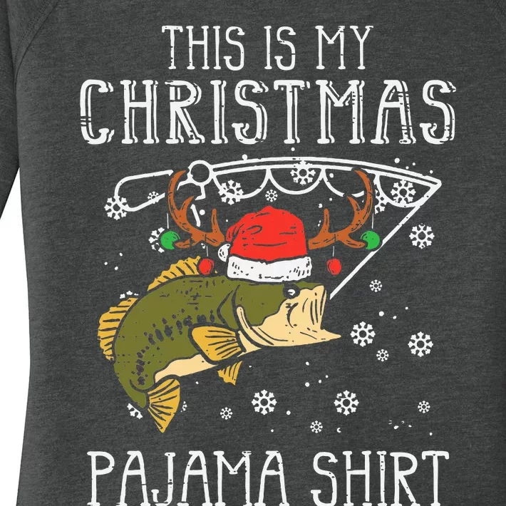 Festive Holiday Fishing Pajama for Dad Women's Perfect Tri Tunic Long Sleeve Shirt